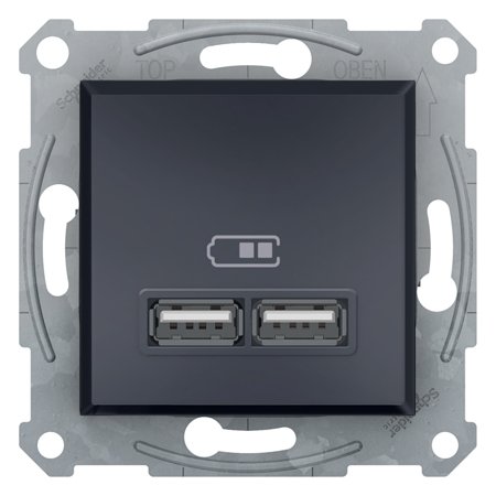 Prise chargeur USB Asfora sans plaque, 2,1A anthracite, Schneider Asfora