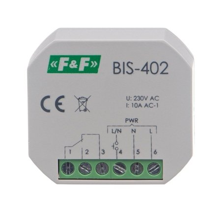Relais bistable, fonction marche/arrêt, 230V 10A BIS-402 F&F